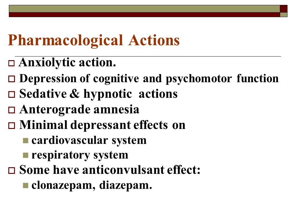 Action diazepam therapeutic of